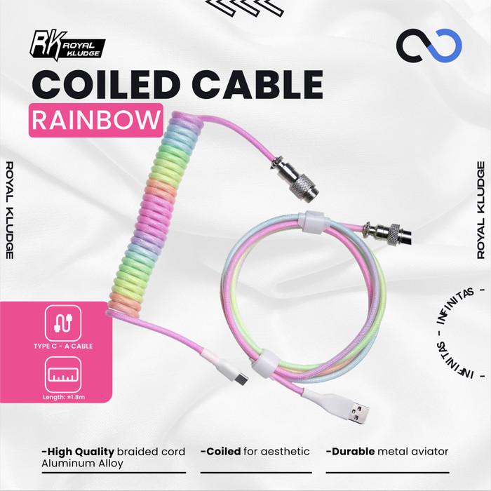 Royal Kludge Rainbow / Pelangi Aviator Coiled Cable / Kabel Keyboard USB C
