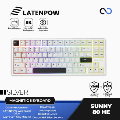 Latenpow Sunny 80HE 8K Hall Effect 80% Magnetic Keyboard Rapid Trigger SOCD DKS Wooting 80HE