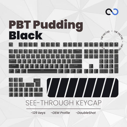 Keycaps PBT Pudding Black / Hitam OEM Profile Shine-Through Keycap