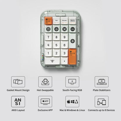 MelGeek MojoPad Wireless Gasket Mount Mechanical Keyboard 2.4ghz / BT