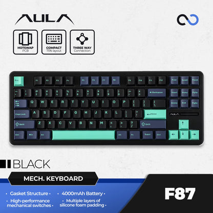 AULA F87 PBT Wireless Gasket Hotswap TKL Mechanical Gaming Keyboard