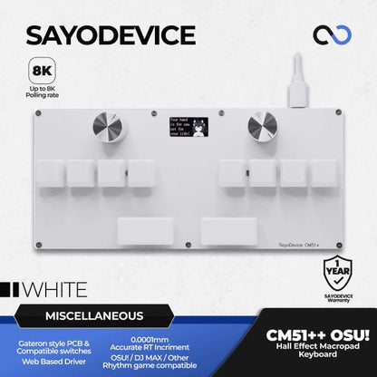 SayoDevice CM51+ OSU! / DJMAX Hall Effect Macropad Gaming Keyboard Rapid Trigger SOCD RDT