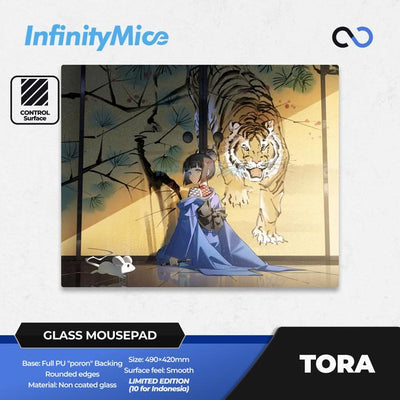 Infinity Mice Tora Poron Base Glass Gaming Mousepad Kaca (Control)