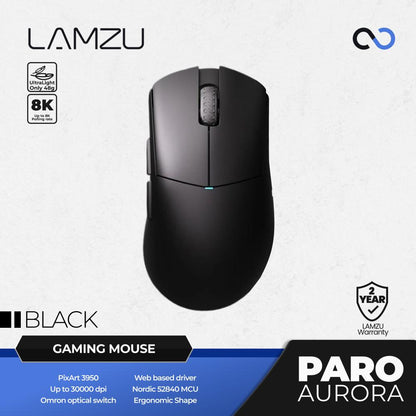 Lamzu Paro Aurora 8k Wireless Ultra Light Ergonomic PAW3950 Gaming Mouse