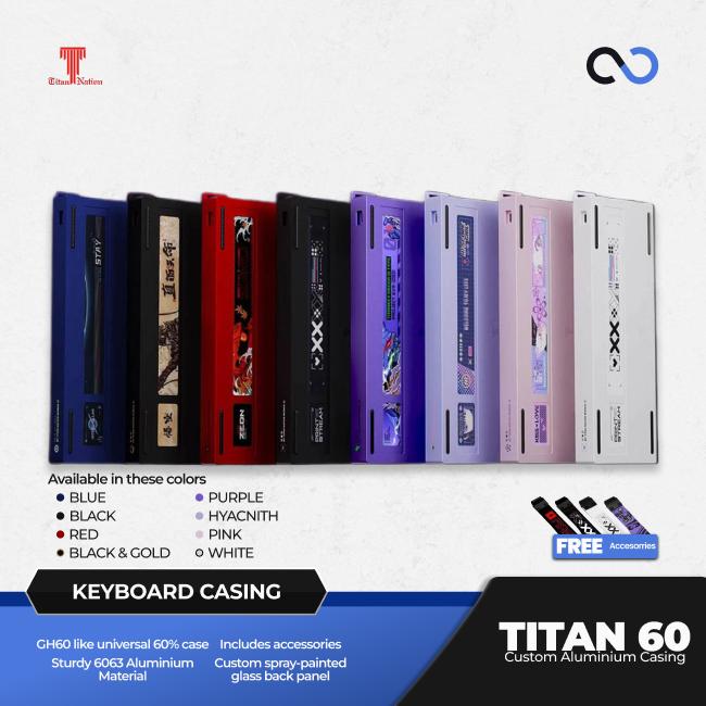 Titan Nation TITAN60 Custom 60% Aluminium Gaming Keyboard Case DIY for Wooting 60HE+ / GH60 / TOFU60