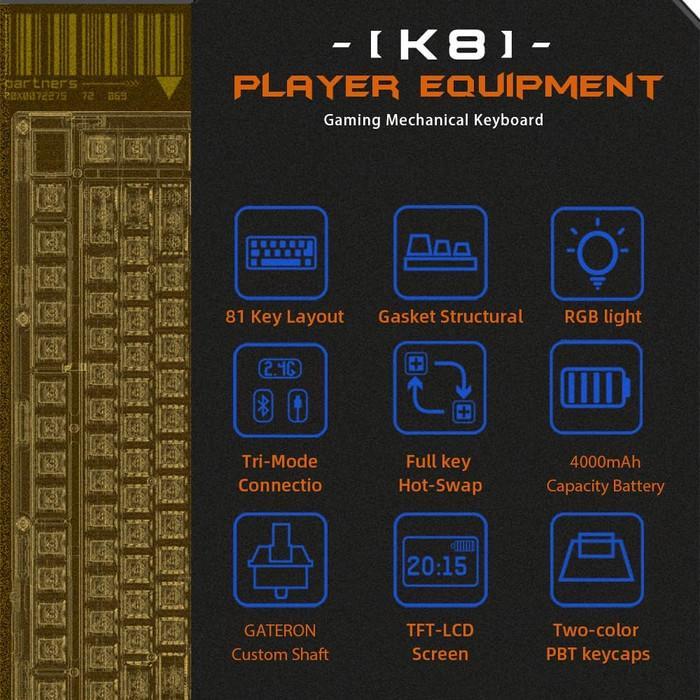 Darmoshark K8 / K-8 3 Mode Gasket Mount 75% Mechanical Keyboard