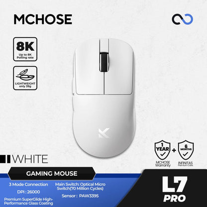 MCHOSE L7 Pro 8K Wireless Ultra Light Weight Gaming Mouse X2 Shape