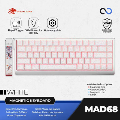 MADLIONS MAD68 PRO HE 8K Hall Effect 65% Gaming Keyboard Aluminum Rapid Trigger SOCD DKS RDT Wooting Fierce Gaming Gear