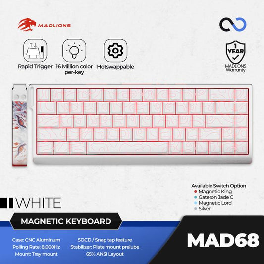 MADLIONS MAD68 PRO HE 8K Hall Effect 65% Gaming Keyboard Aluminum Rapid Trigger SOCD DKS RDT Wooting Fierce Gaming Gear