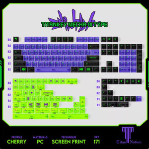 Titan Nation Mecha-EVA 01 Evangelion Anime Keycaps Cherry Profile Dyesub PC Keycap 171-Keys