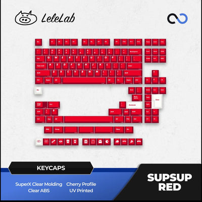 LeleLab Supsup Classic Red Keycaps Cherry Profile UV Printed ABS Keycap 139-Keys
