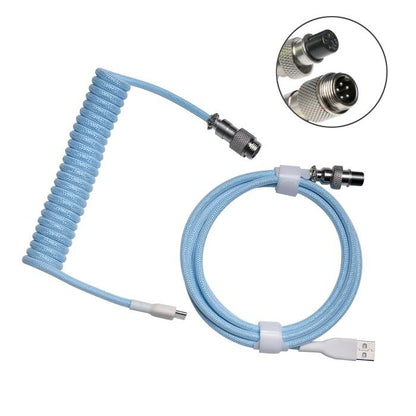 Royal Kludge Blue / Biru Aviator Coiled Cable Keyboard
