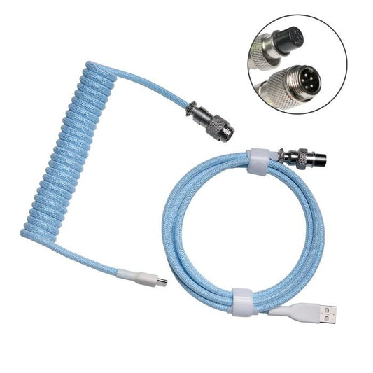 Royal Kludge Blue / Biru Aviator Coiled Cable Keyboard