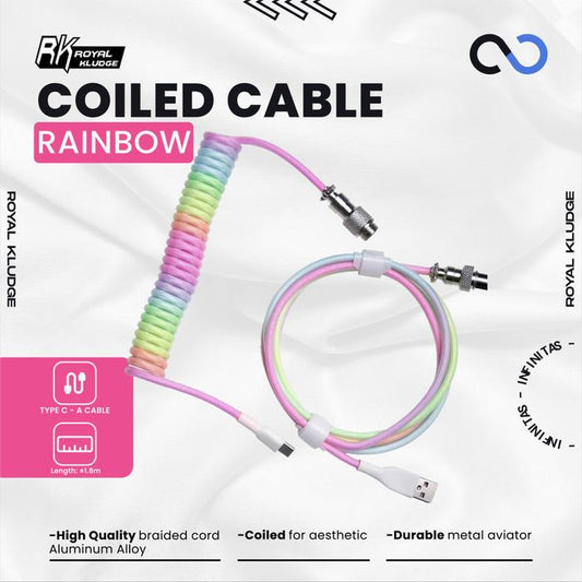 Royal Kludge Rainbow / Pelangi Aviator Coiled Cable / Kabel Keyboard USB C