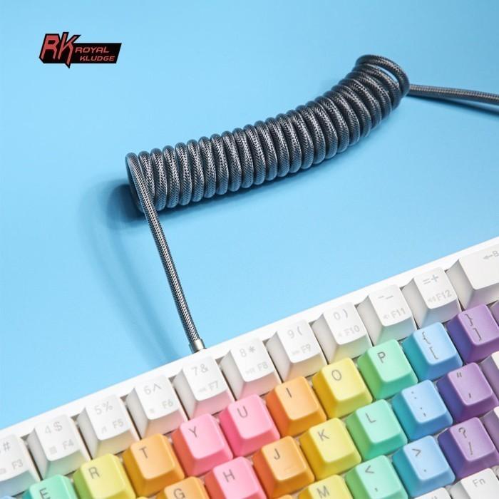 Royal Kludge Purple / Ungu Aviator Coiled Cable / Kabel Keyboard USB C