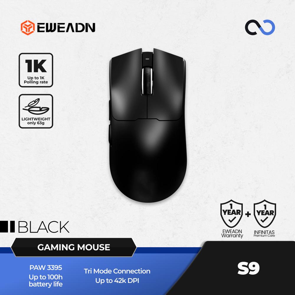 EWEADN S9 Wireless Light Weight PAW3395 Gaming Mouse Viper V3 Shape