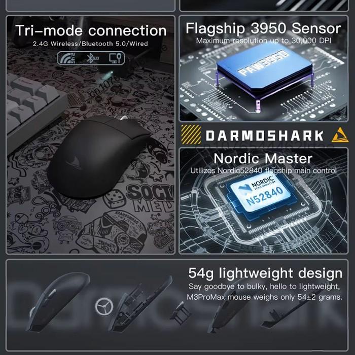 Darmoshark M3 PRO MAX 8k Kiran Wireless Ultra Light Ambi Gaming Mouse