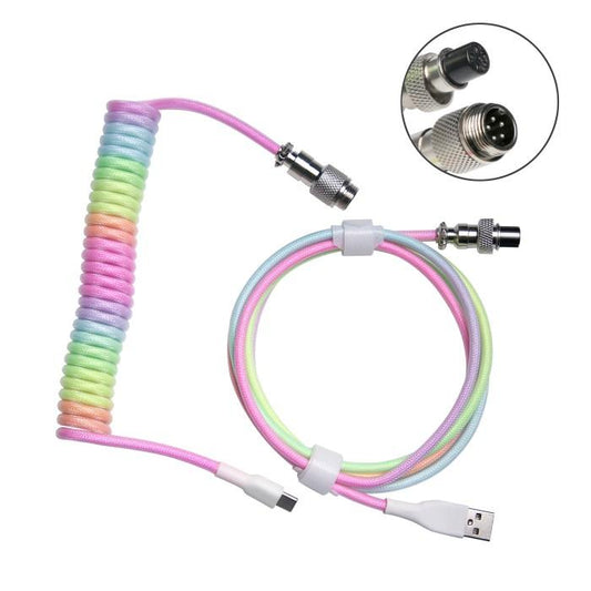 Royal Kludge Rainbow / Pelangi Aviator Coiled Cable / Kabel Keyboard USB C