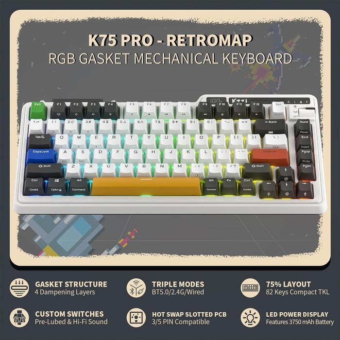Royal Kludge KZZI K-75 / K75 PRO Hotswap Gasket Wireless 75% Mechanical Keyboard