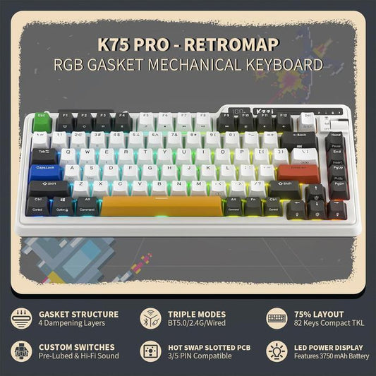 Royal Kludge KZZI K-75 / K75 PRO Hotswap Gasket Wireless 75% Mechanical Keyboard