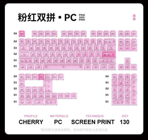 Titan Nation Pink Transparent Keycaps Cherry Profile UV-Screen Print PC Keycap 130-Keys