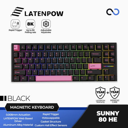 Latenpow Sunny 80HE 8K Hall Effect 80% Magnetic Keyboard Rapid Trigger SOCD DKS Wooting 80HE
