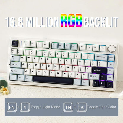 AULA F75 PBT Wireless Gasket Hotswap 75% Mechanical Keyboard with Knob Bluetooth / 2.4ghz / Wired