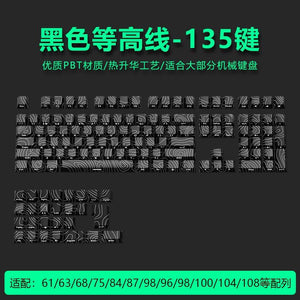 Infinitas Keycaps PBT Black Topography Hitam OEM Profile Dye Sub Keycap 135-Keys