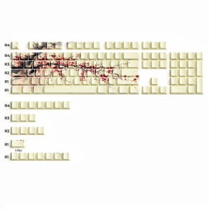 XVX Plum Blossom Plant Keycaps Cherry Profile Side-Print Dye sub Shine Through PBT Keycap 131-Keys