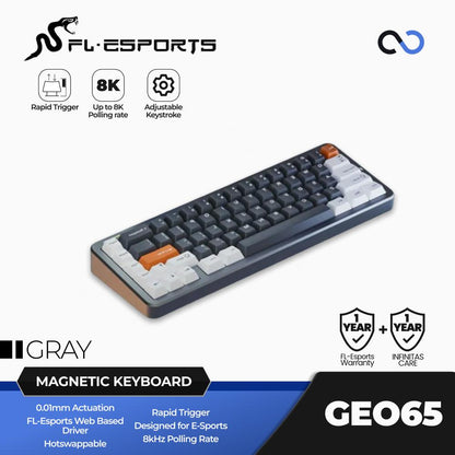 FL-Esports GEO65HE 8K Hall Effect Aluminum 65% Gaming Keyboard Rapid Trigger DKS SOCD Wooting