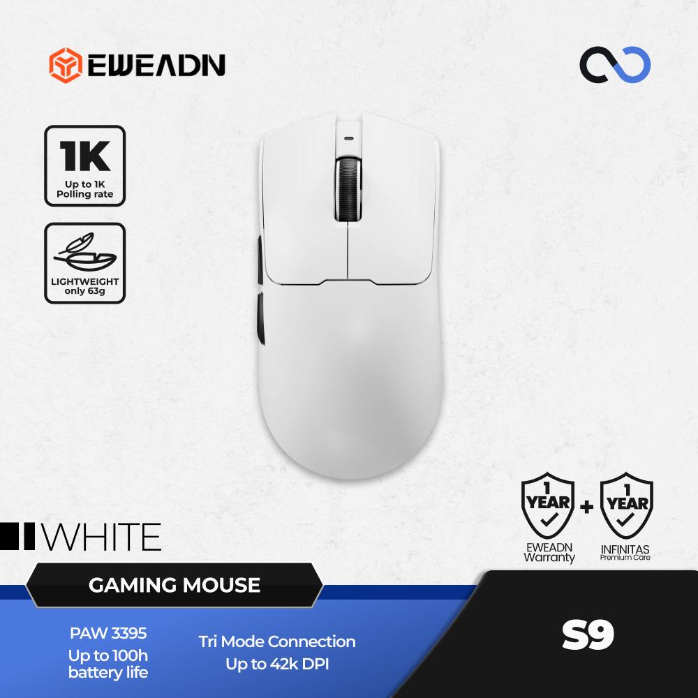 EWEADN S9 Wireless Light Weight PAW3395 Gaming Mouse Viper V3 Shape