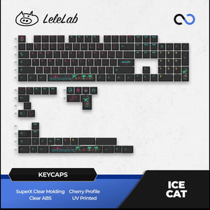 LeleLab x ICE CAT Seaside Transparent Keycaps Cherry Profile UV Printed ABS Keycap 138-Keys