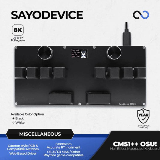 SayoDevice CM51+ OSU! / DJMAX Hall Effect Macropad Gaming Keyboard Rapid Trigger SOCD RDT