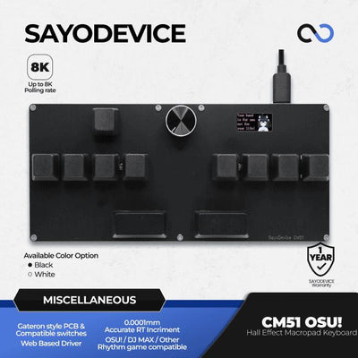 SayoDevice CM51 OSU! / DJMAX Hall Effect Macropad Gaming Keyboard Rapid Trigger SOCD RDT