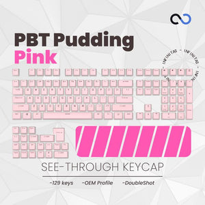 Keycaps PBT Pudding Pink / Merah Muda OEM Profile Shine-Through Keycap