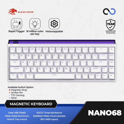 MADLIONS NANO68 PRO 8K Hall Effect 65% Keyboard Rapid Trigger SOCD DKS Wooting Fierce Gaming Gear
