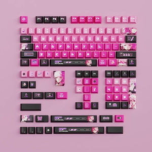 Infinitas Keycaps PBT Y2K Pink / Merah Muda Anime OEM Profile Dye Sub Keycap 127-Keys