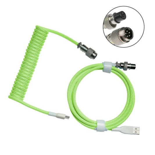 Royal Kludge Green / Hijau Muda Aviator Coiled Cable / Kabel Keyboard USB C
