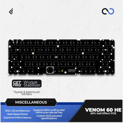 Geonworks VENOM 60 HE PCB Hall Effect 60% Gaming Keyboard Rapid Trigger SOCD