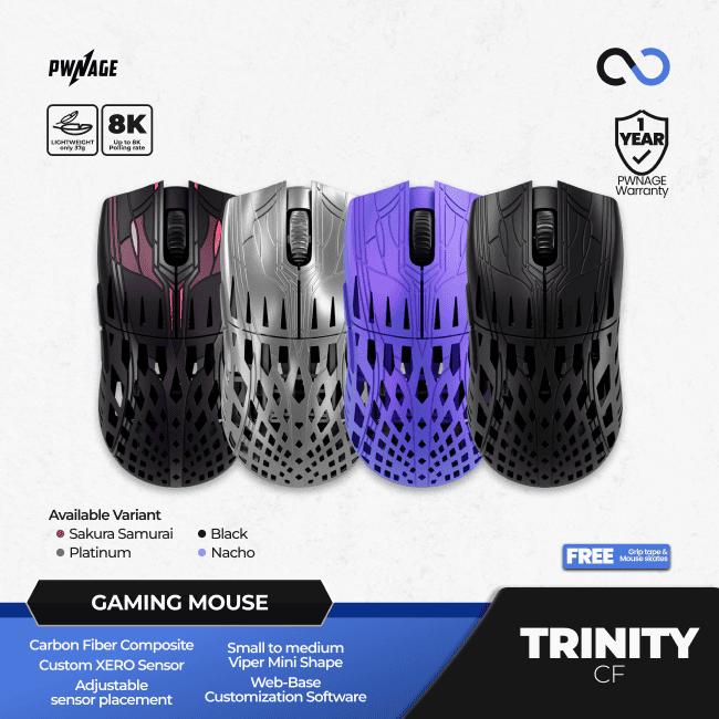 PWNAGE Trinity CF 8k Wireless Ultra Light Carbon Fiber Gaming Mouse Viper Mini Shape