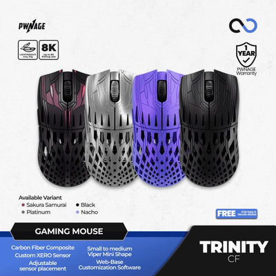PWNAGE Trinity CF 8k Wireless Ultra Light Carbon Fiber Gaming Mouse Viper Mini Shape