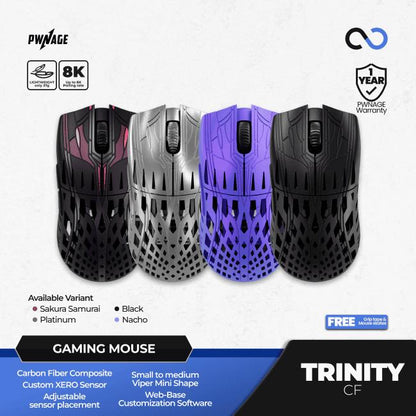 PWNAGE Trinity CF 8k Wireless Ultra Light Carbon Fiber Gaming Mouse Viper Mini Shape
