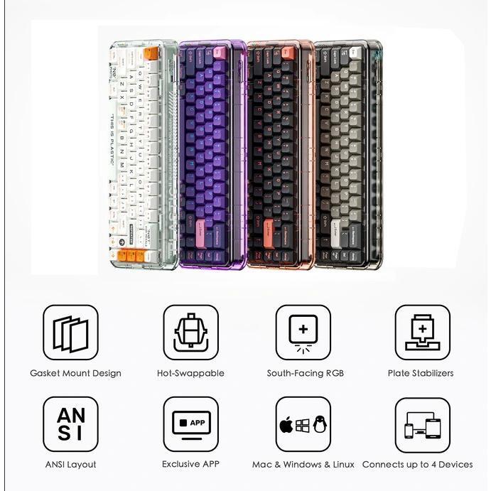 MelGeek Mojo68 Wireless Gasket Mount Mechanical Keyboard 2.4ghz / BT