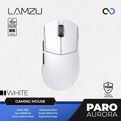Lamzu Paro Aurora 8k Wireless Ultra Light Ergonomic PAW3950 Gaming Mouse