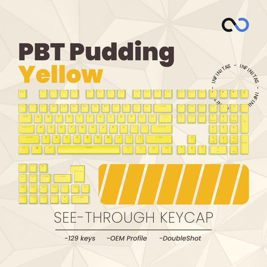 Keycaps PBT Pudding Yellow / Kuning OEM Profile Shine-Through Keycap