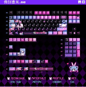 Titan Nation Hatsune Miku Rabbit Hole Anime Keycaps Cherry Profile Dyesub PBT Keycap 130-Keys