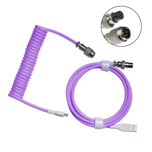 Royal Kludge Purple / Ungu Aviator Coiled Cable / Kabel Keyboard USB C