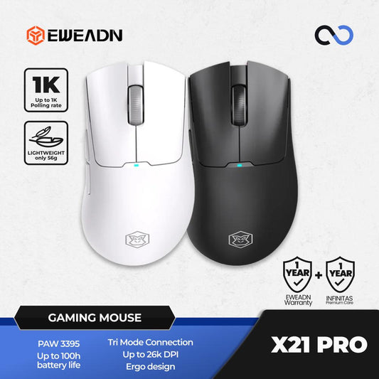 EWEADN X21 Pro Wireless Light Weight Ergonomic PAW3395 Gaming Mouse