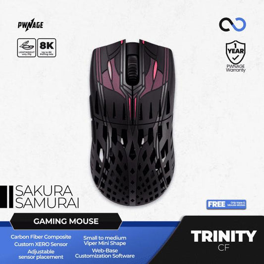 PWNAGE Trinity CF 8k Wireless Ultra Light Carbon Fiber Gaming Mouse Viper Mini Shape