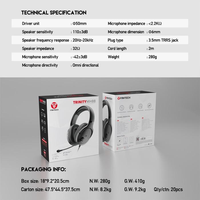 Fantech TRINITY MH88 Multiplatform Headset Gaming Mobile